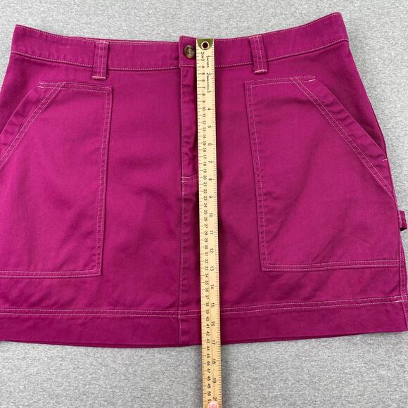 Old Navy Denim Utility Mini Skirt Womens 16 Magenta Pink 100% Cotton Pockets - Picture 6 of 10
